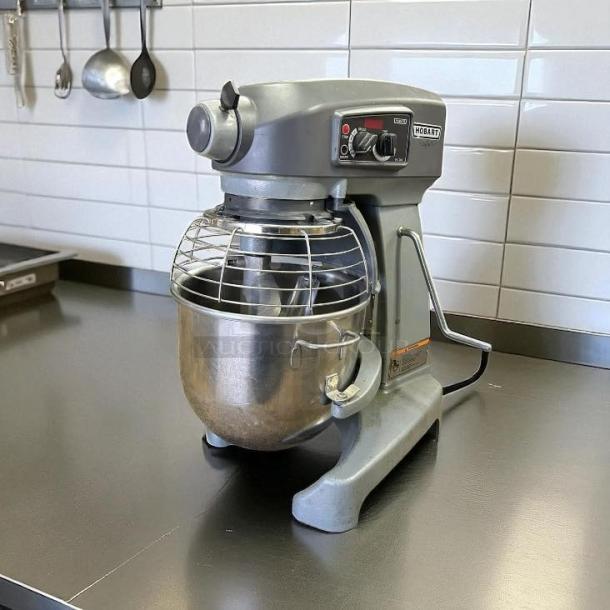 Hobart HL200-1STD mixer, 20-quart, amazing condition, fully tested, gray finish, visible dials, 100-120v, 1/2 HP.