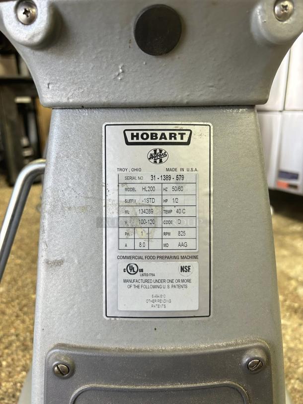 Hobart HL200-1STD Legacy+ 20 Quart Bench Mixer in excellent condition. Features label showing model and serial number.