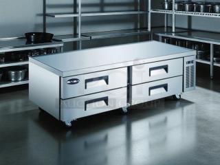 SABA SCB-72 Chef Base Drawer Refrigerator, 72.38" W, stainless steel, 4 drawers, in excellent condition, fully tested, 115V.