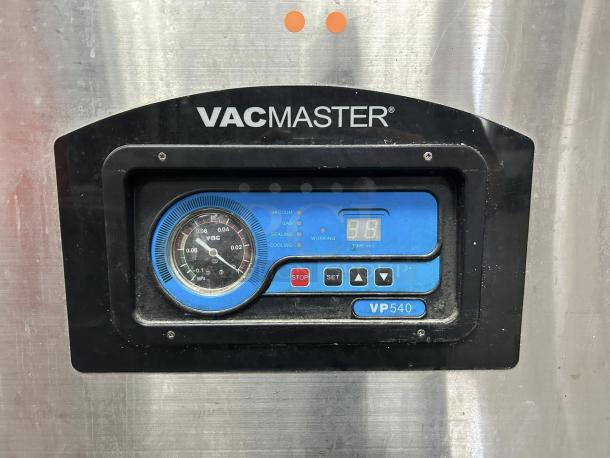 Vacmaster VP540 Chamber Vacuum Sealer control panel showing gauges and digital display. In great, tested condition.