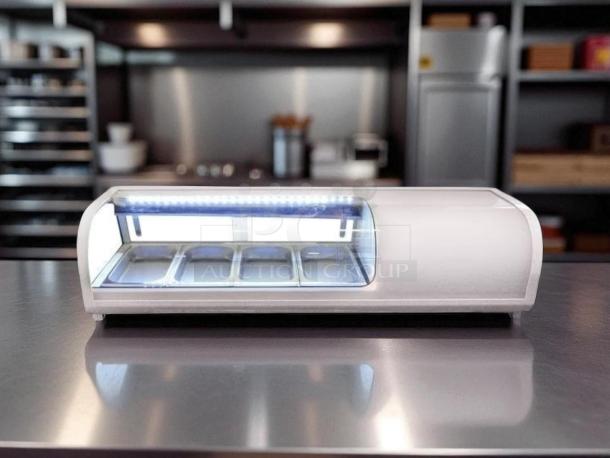 OMCAN RS-CN-0042-S 46-in. sushi showcase, 42L capacity, sleek design, fully tested, excellent working condition.
