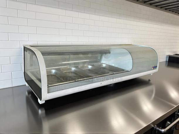 OMCAN RS-CN-0042-S sushi showcase, 46-inch, 42L capacity, fully tested, in working condition, stainless steel finish.