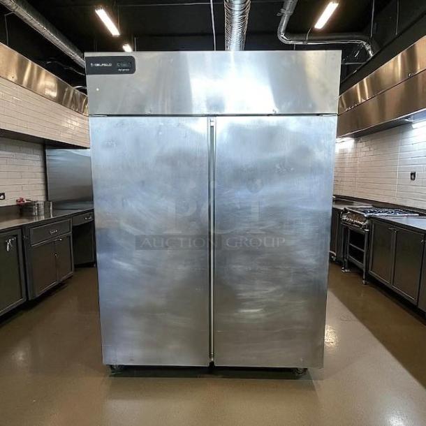 Delfield GBR2P-S 55" two-section refrigerator, 46 cu ft, stainless steel, excellent condition, fully tested and working.
