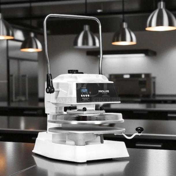 Proluxe DP1100 18” dough press in excellent condition, 115v, fully tested and working, digital controls visible.
