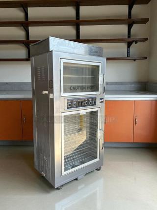 NuVU SUB-123P double deck electric oven proofer combo, 120/240V, 3 phase, fully tested, excellent condition, stainless steel.