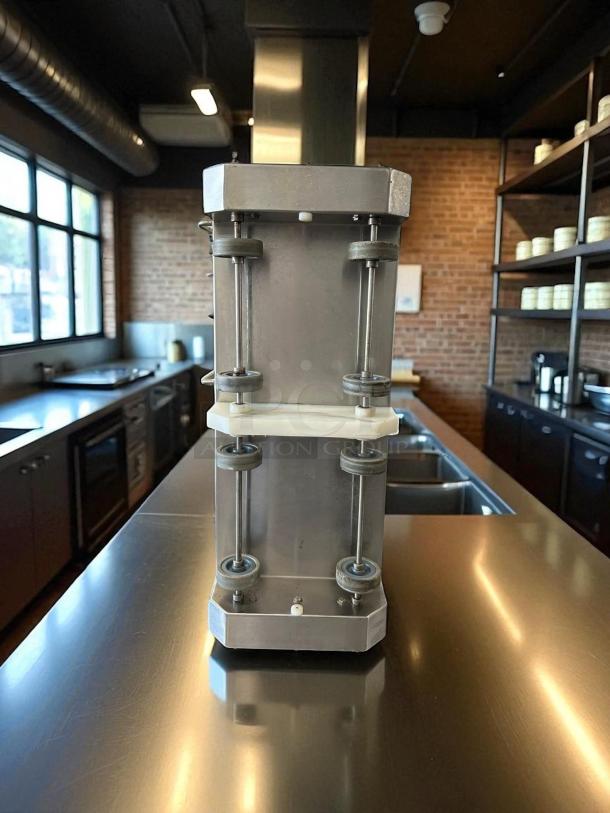 Lumar LU-2X25S commercial double vacuum tumbler in stainless steel, shown in a kitchen setting. Fully tested and working.