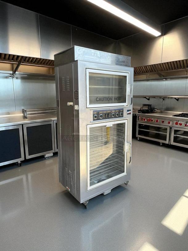 NuVU Model SUB-123P double deck electric oven proofer combo in excellent condition, 120/240V, 3 phase, fully tested.