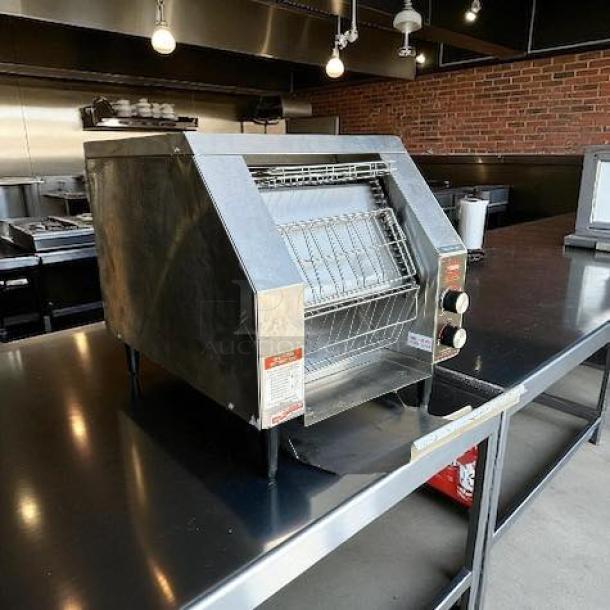 Hatco TRH-60 horizontal conveyor toaster, excellent condition, stainless steel, 300 slices/hr, fully tested, 208V.