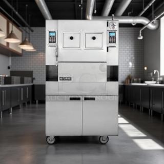 AutoFry MTI-40E ventless fryer in amazing condition, 6.0 gallon capacity, 208/240V, 1 phase, double basket, mobile, fully tested.