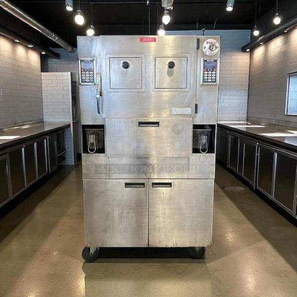 AutoFry MTI-40E 6.0 Gallon Ventless Fryer, double basket, mobile, 208/240V, stainless steel, tested, working condition.