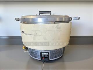 Rinnai RER55ASN gas rice cooker, 55-cup capacity, natural gas, tested and working, in great condition with visible wear.