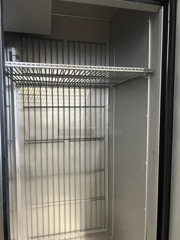 True T-72-HC reach-in refrigerator, three-section, wire shelving, solid doors, fully tested, excellent condition.
