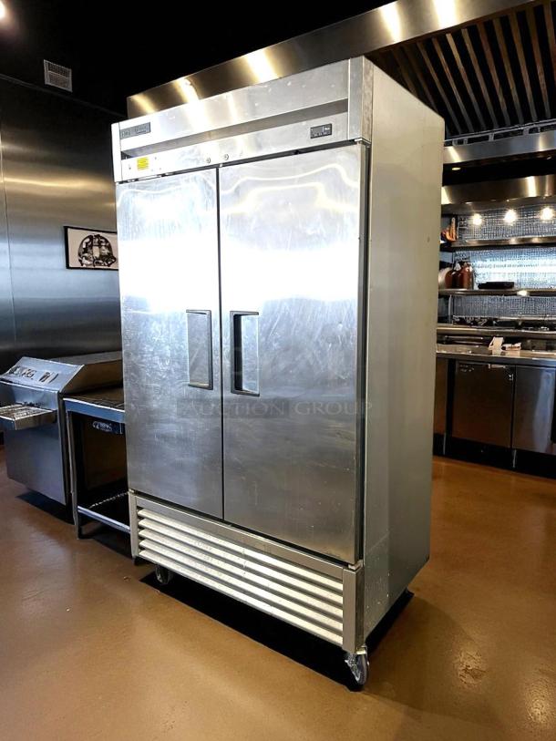 True T-43-HC 47" solid door refrigerator in excellent condition, stainless steel, fully tested and working, on casters.