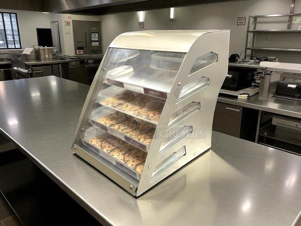 Subway S/s cookie display case in excellent condition, compact design, multiple shelves, clear front for visibility, clean unit.
