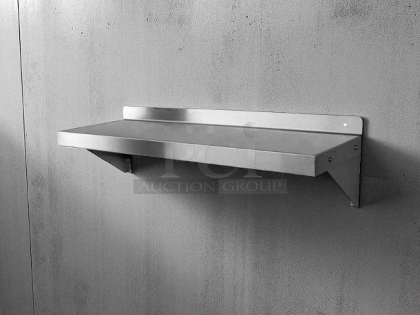 GSW 36” x 14” wall mount shelf in excellent condition, stainless steel, sturdy design, for kitchen or garage use.