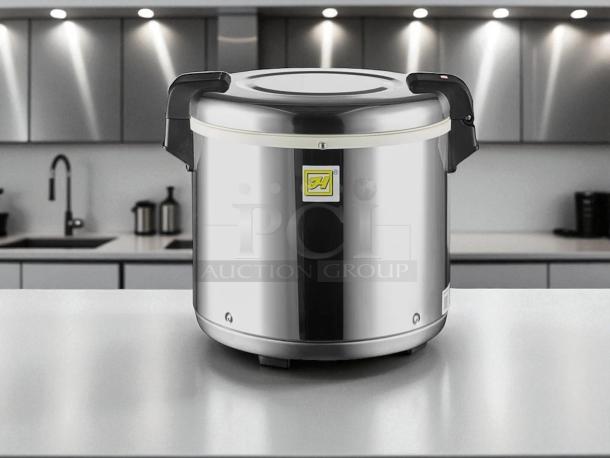 Thunder Group SEJ22000 50-cup electric rice warmer in stainless steel, great condition, 120v, fully tested and working.