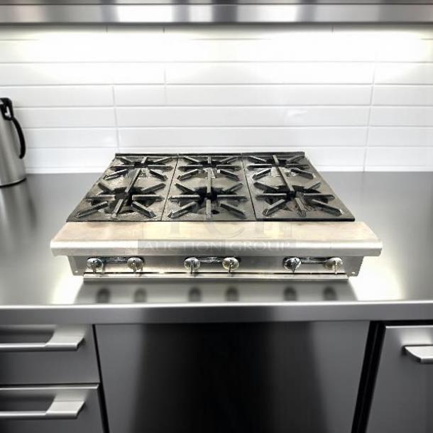 Imperial IHPA-6-36 36" commercial gas hotplate with 6 burners, NSF certified, excellent condition, fully tested and working.