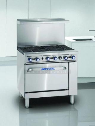 Imperial Range IR-6NG Pro Series 36" 6 Burner Natural Gas Range with 26.5” oven, great condition, 227,000 BTU.
