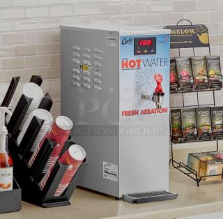 Curtis WB5GT digital hot water dispenser, stainless steel finish, shows a 200°F display, in working condition.