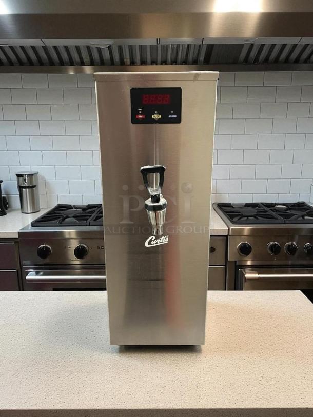 Curtis WB5GT digital hot water dispenser, fully tested, stainless steel, LED display, working condition, front view.