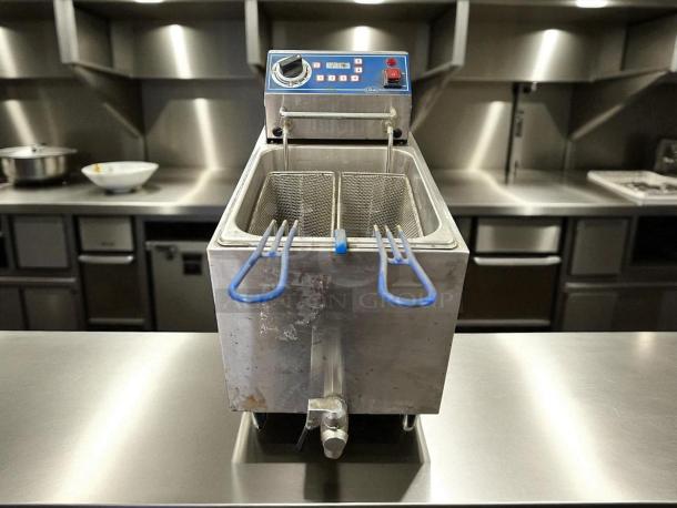 Globe GPC16 12" electric pasta cooker, excellent condition, stainless steel, with basket, control panel shown. Fully tested.