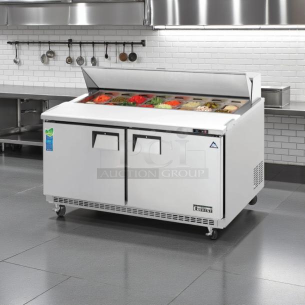 Everest Refrigeration EPBWR2 mega top prep table, 59 1/8", great condition, refrigerated base, tested & working, 115v.