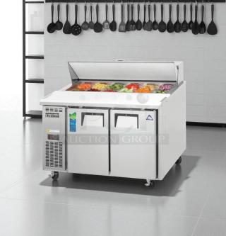 Everest EPR2 48" refrigerated sandwich prep table in outstanding condition, 115V, fully tested, with visible labels.