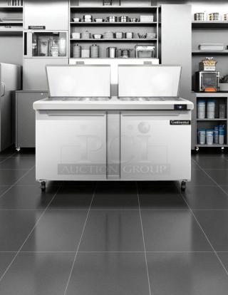 Continental SW60-24M commercial refrigerator freezer, dual lid top access, excellent condition, 115V, fully tested, stainless steel.