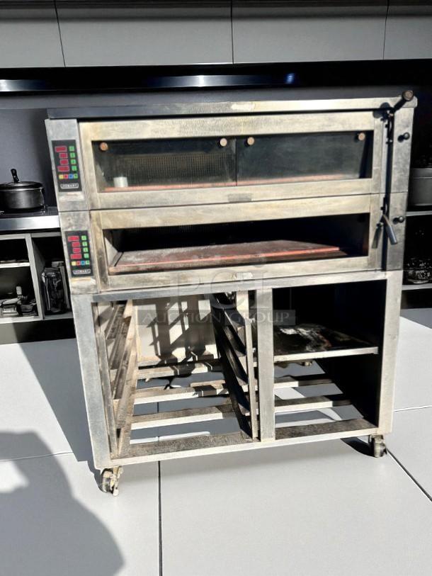 Hobart HWD03D-4 Double Deck Electric Oven on stand, outstanding condition, 208V, 10.7kW, tested and working, visible controls.