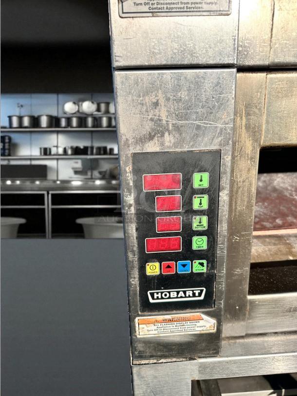 Hobart HWD03D-4 double deck electric oven with digital controls, in outstanding condition, 208V, 10.7kW, on stand.