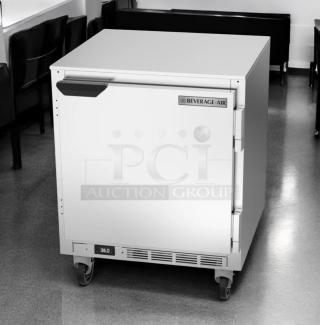 Beverage-Air UCR27HC-23 undercounter refrigerator in great condition, 27" single door, 115v, tested and working, on wheels.