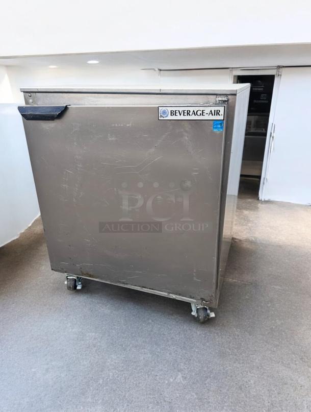 Beverage-Air UCR27HC-23 27" undercounter refrigerator, single solid door, stainless steel, tested, excellent condition.