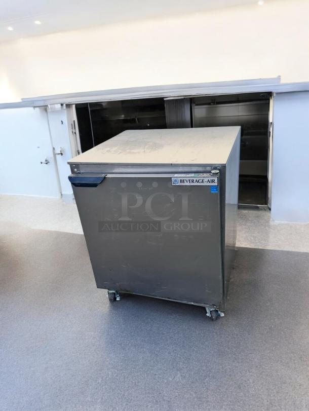 Beverage-Air UCR27HC-23 27" undercounter refrigerator in great condition, tested and working, features single solid door.