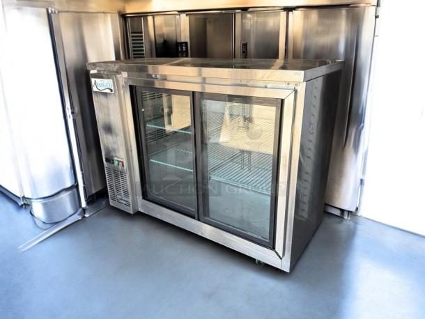 Avantco UBB-48G glass door back bar refrigerator, 48", stainless steel finish, great condition, tested and working.