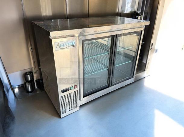 Avantco UBB-48G 48" glass door back bar refrigerator, great condition, stainless steel, dual glass doors, tested and working.