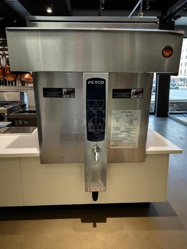 Fetco CBS-2032e dual station coffee brewer, 220-240V, outstanding condition, fully tested, with control panel and instructions.