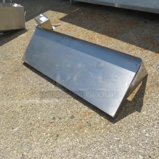 Stainless steel wall mount shelf with brackets, dimensions 36x12x11 inches, durable condition.