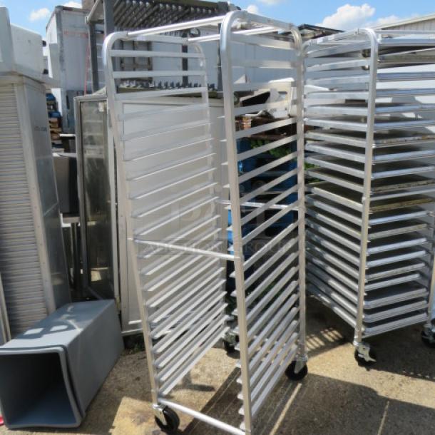 Steelton Speed Rack on Casters, Model 109RAKECON, 20.5x26x69 inches, silver, sturdy construction, used condition.