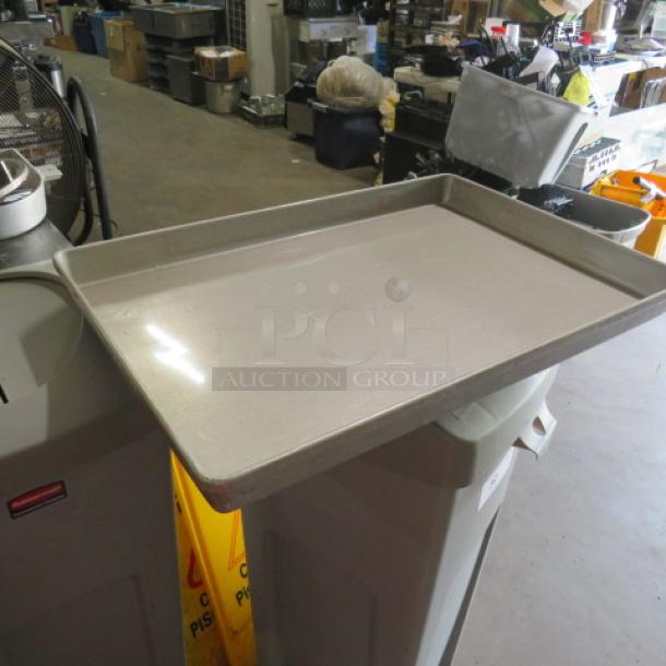 Full-size baking pan, 2.5 inches deep, stainless steel, good condition, ideal for commercial kitchen use.