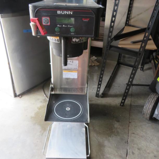 Bunn Infusion Brewer, Model ITCB-DV29, includes filter basket; stainless steel exterior, good condition. 12x22x34 inches.