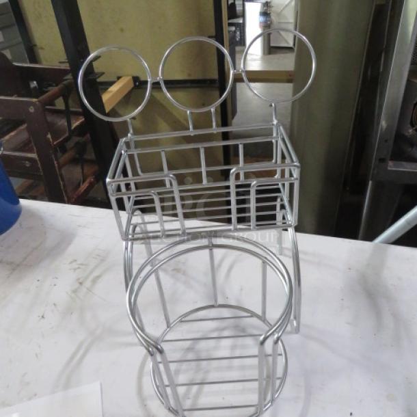 NEW Tabletop Chrome Condiment Caddy, sleek design, durable chrome finish, perfect for restaurant or home use.