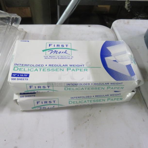 FirstMark 12x10.75 inch deli paper, interfolded, regular weight, 500 sheets per pack. Two packs shown.