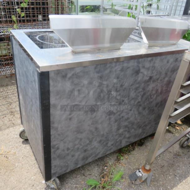 Spring USA Triple Range Induction Cooking Station, Model ICS348-26, with 2 downdraft air filters on casters, 48x24x44.