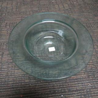New glass serving bowl, model #1S4022, 13-5/8 inches, in excellent condition with a clear sticker on the inside.