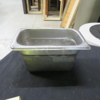 1/9 Size Hotel Pan, 4" deep, stainless steel, used condition, minor wear, model 3XBID.