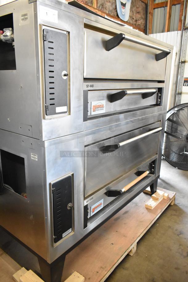 Marsal SD448 stainless steel commercial single deck pizza ovens with cooking stones. Natural gas, 95,000 BTU.