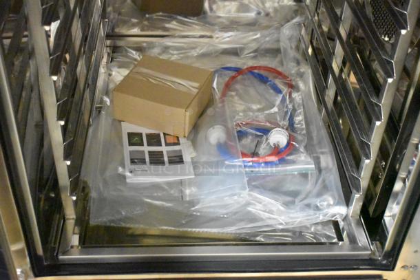 Brand new 2023 Blodgett CPE-gas 2.10/BLCT 102 stainless steel convection oven with accessories and manual inside.