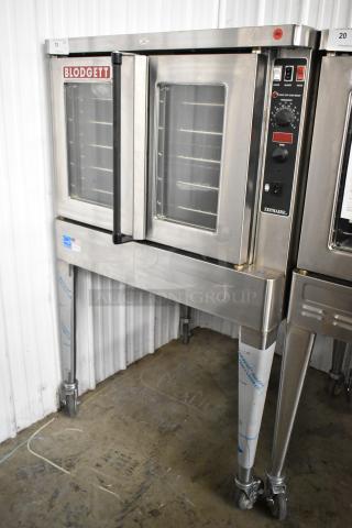 Brand new 2022 Blodgett Zephaire-200-E convection oven, stainless steel, view-through doors, thermostatic controls, on casters.