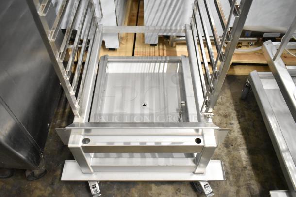 Brand new Blodgett metal portable rack for combi convection ovens, scratch and dent, sturdy stainless steel frame, on wheels.