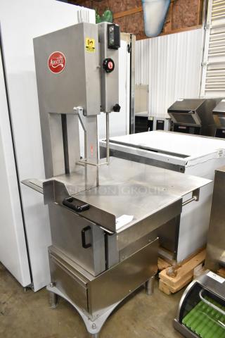 Brand new Avantco EMBS94SS 94" vertical band meat saw, stainless steel, 220V, 3-phase, scratch and dent condition.